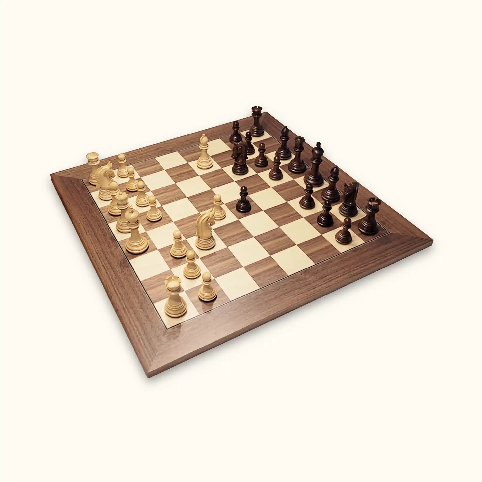 Chess pieces imperial palisander on walnut chessboard diagonal