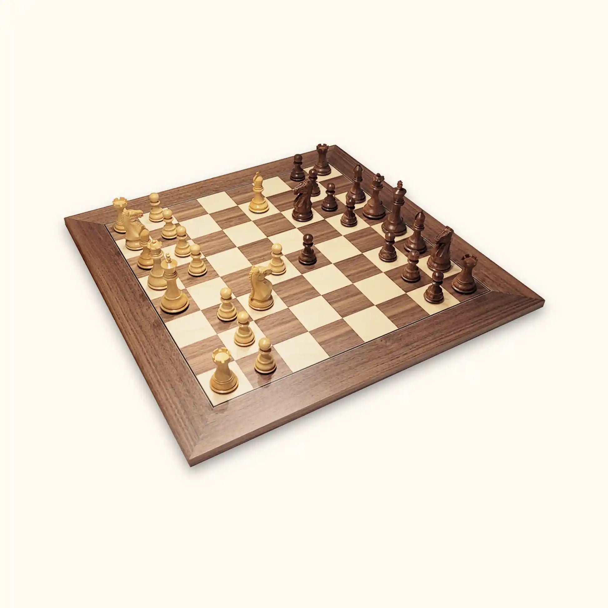 Chess set london at dawn with chess pieces supreme and chessboard walnut deluxe